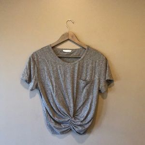 Heather Grey Cozy Cropped Pocket Tee